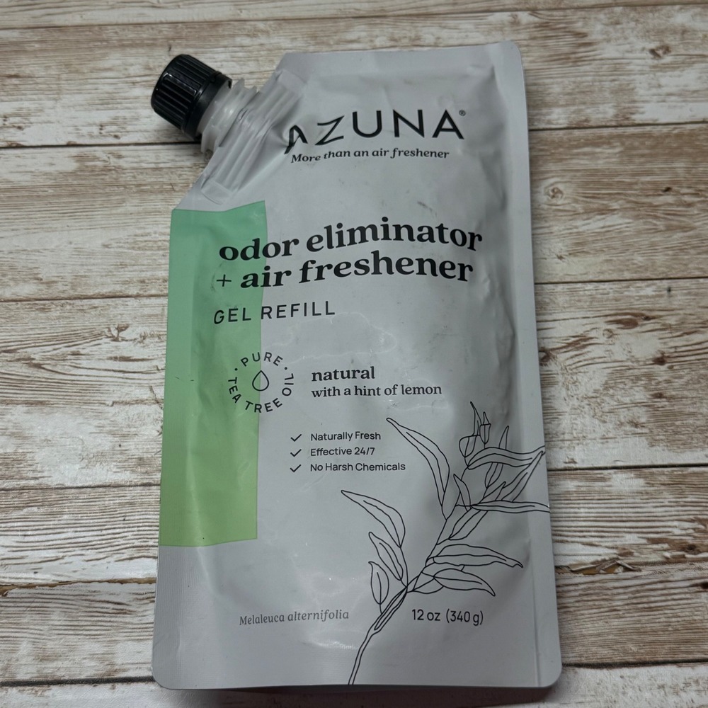 Azuna Odor Eliminator Air Freshener 12oz Tea Tree Natural with Lemon Gel Refill